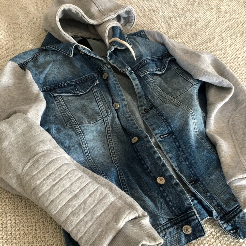 River Island | Men’s denim hooded jacket